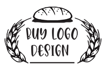 French Bread Beneath it Grains of Wheat on both Sides Logo